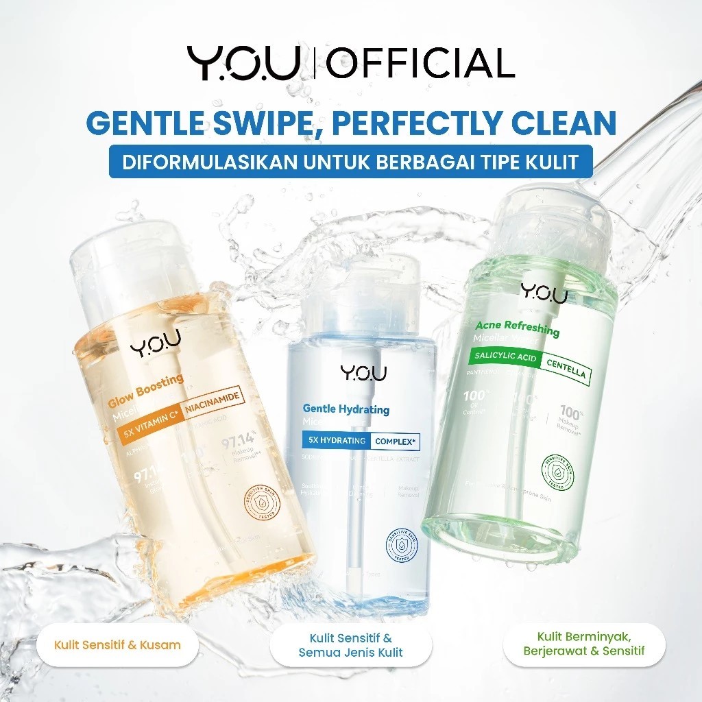 Micellar Water Series YOU Gentle Hydrating Micellar Water YOU Jerawat Menyegarkan Micellar Water YOU