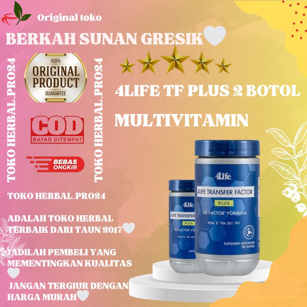 4Life transfer factor plus ( PAKET 2 BOTOL) untuk kesehatan fungsi sistem imun kekebalan Daya tubuh 