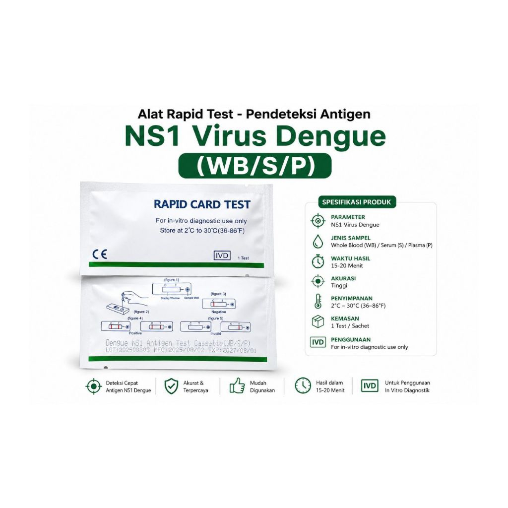 Dengue NS1 Antigen Test Kit - Alat Rapid Test Pendeteksi Antigen NS1 Virus Dengue - 1pcs