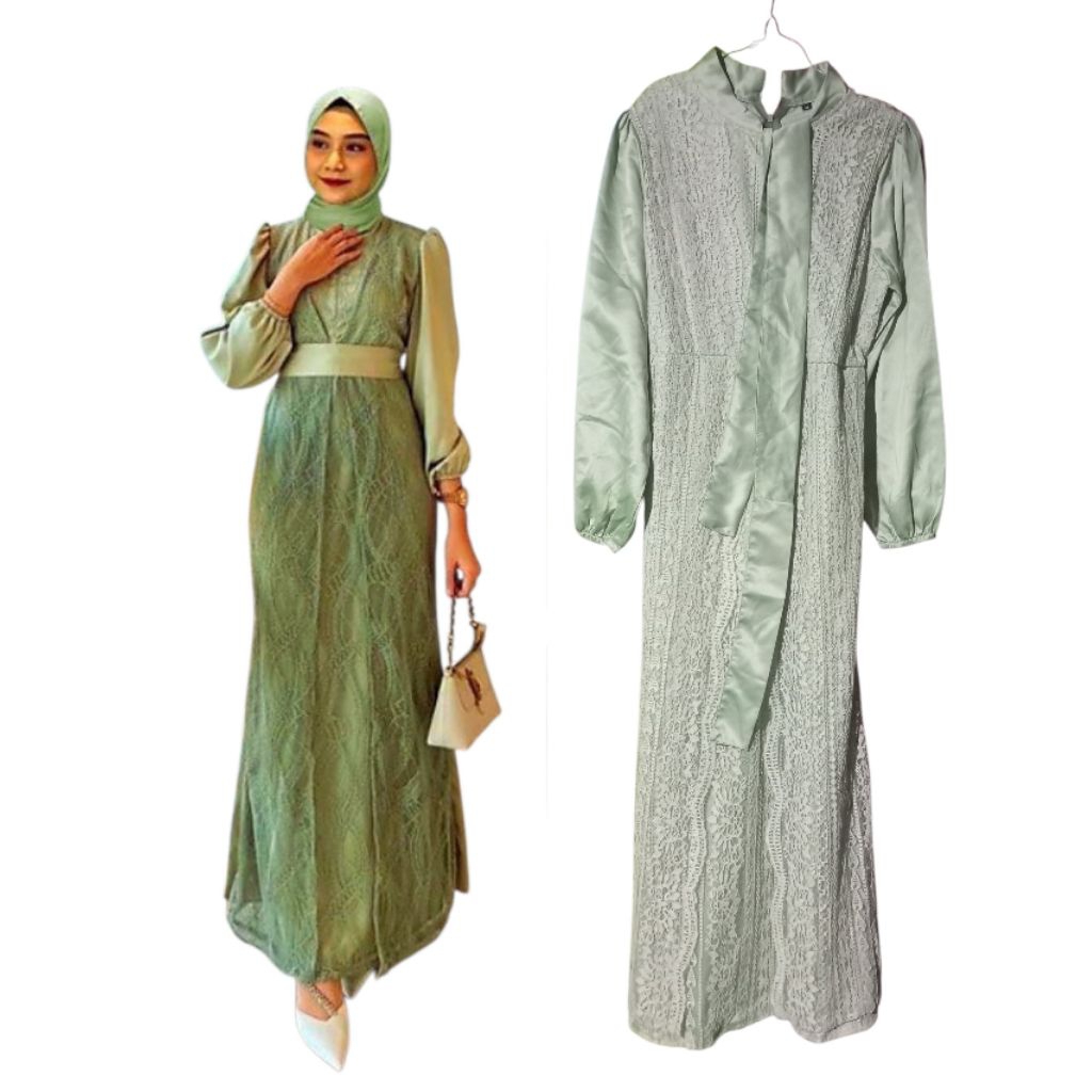 PL gamis elika dres satin brukat