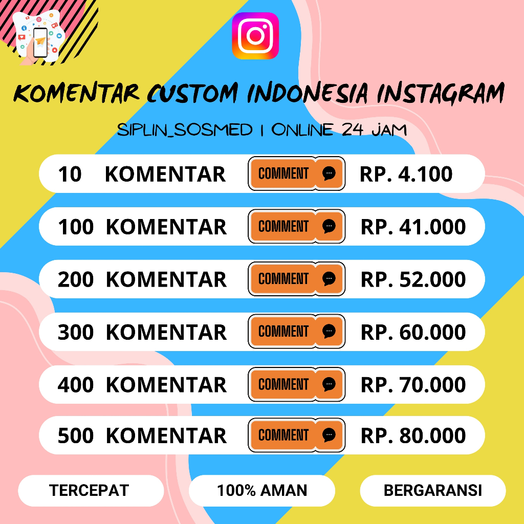 Jasa Komentar Instagram Bisa Custom Real Akun Indonesia Aktif Permanen Premium Bonus Random Bergaran