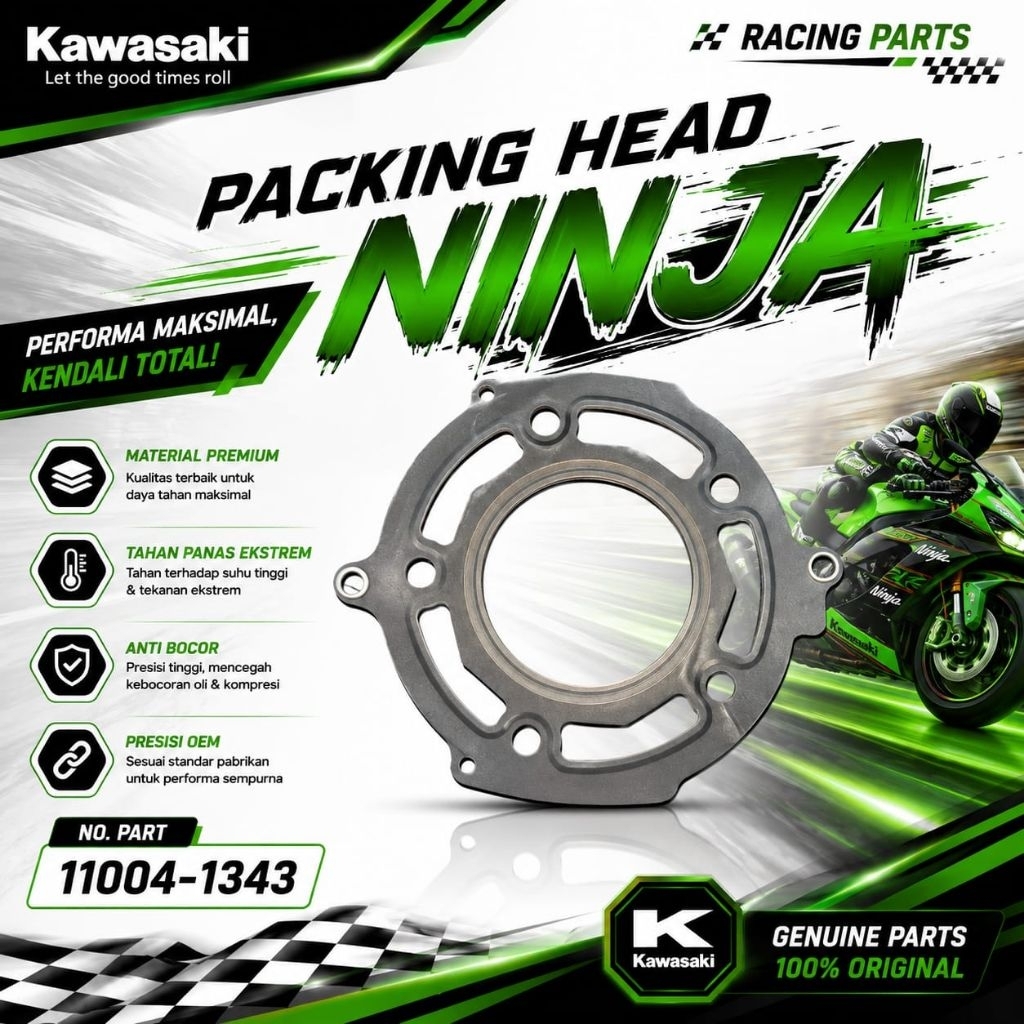 PACKING GASKET CYLINDER HEAD KAWASAKI NINJA ZX 150 R RR SS 1878 KODE PART 11004 - 1343