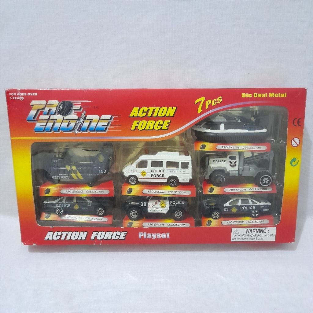 Pioneer Pro Engine Action Force Playset Police Item No. PT-2011 - Pack 7 Pcs- Die Cast Metal Diecast