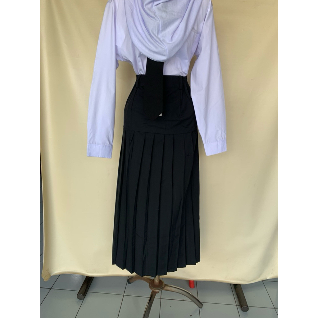 kaido seragam sekolah anak smp/sma rok span hitam  plisir panjang karet smp/sma hitam span hitam pan
