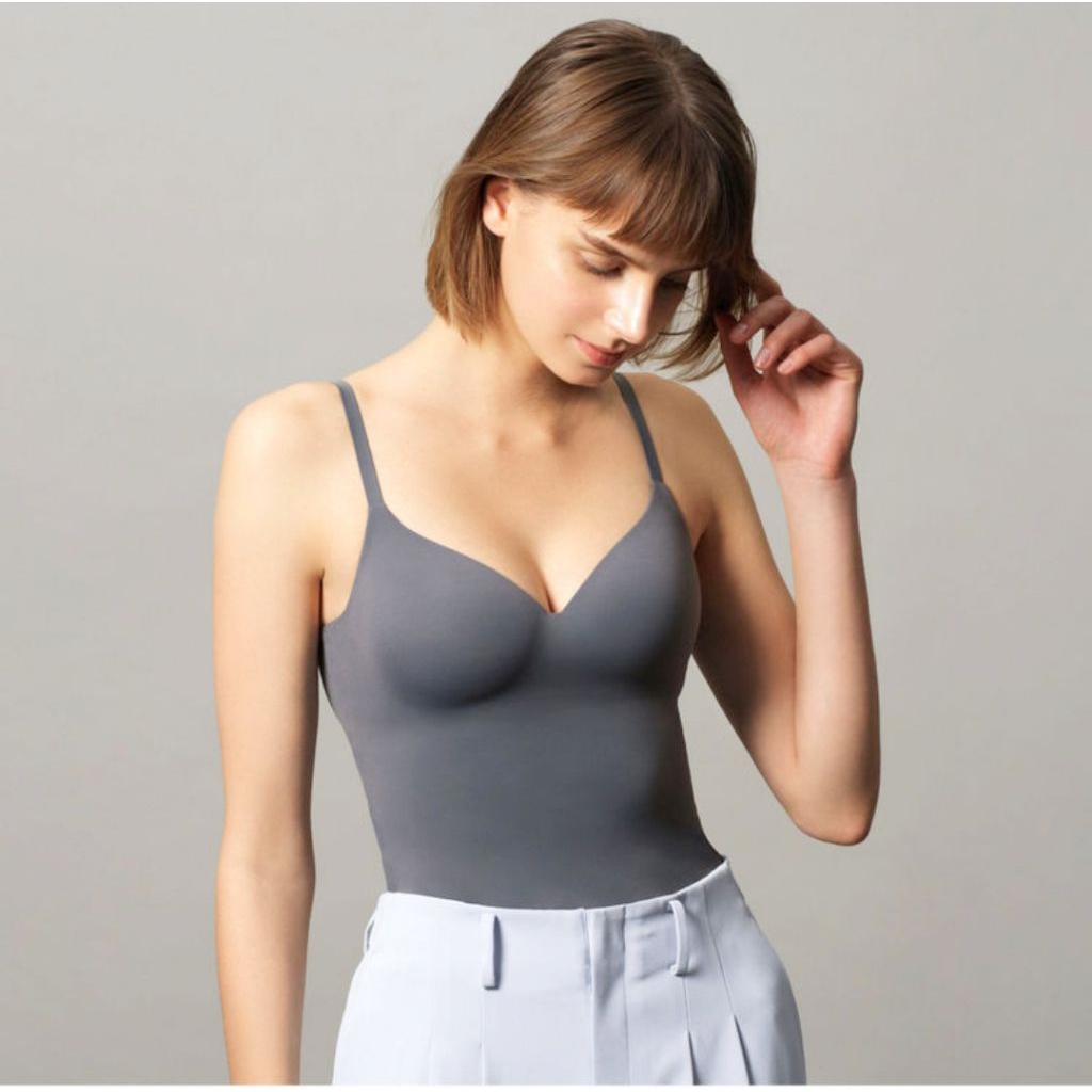 UNIQLO AIRISM V NECK CAMISOLE DARK GREY