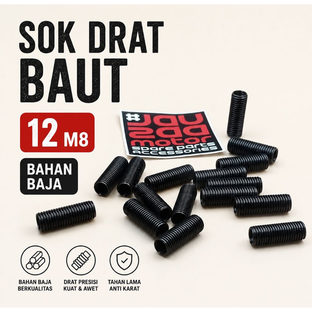 SOK DRAT BAUT 12 M8 BAHAN BAJA
