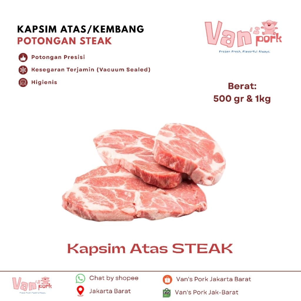 Daging Babi Kapsim Kembang - STEAK 500gr/1kg