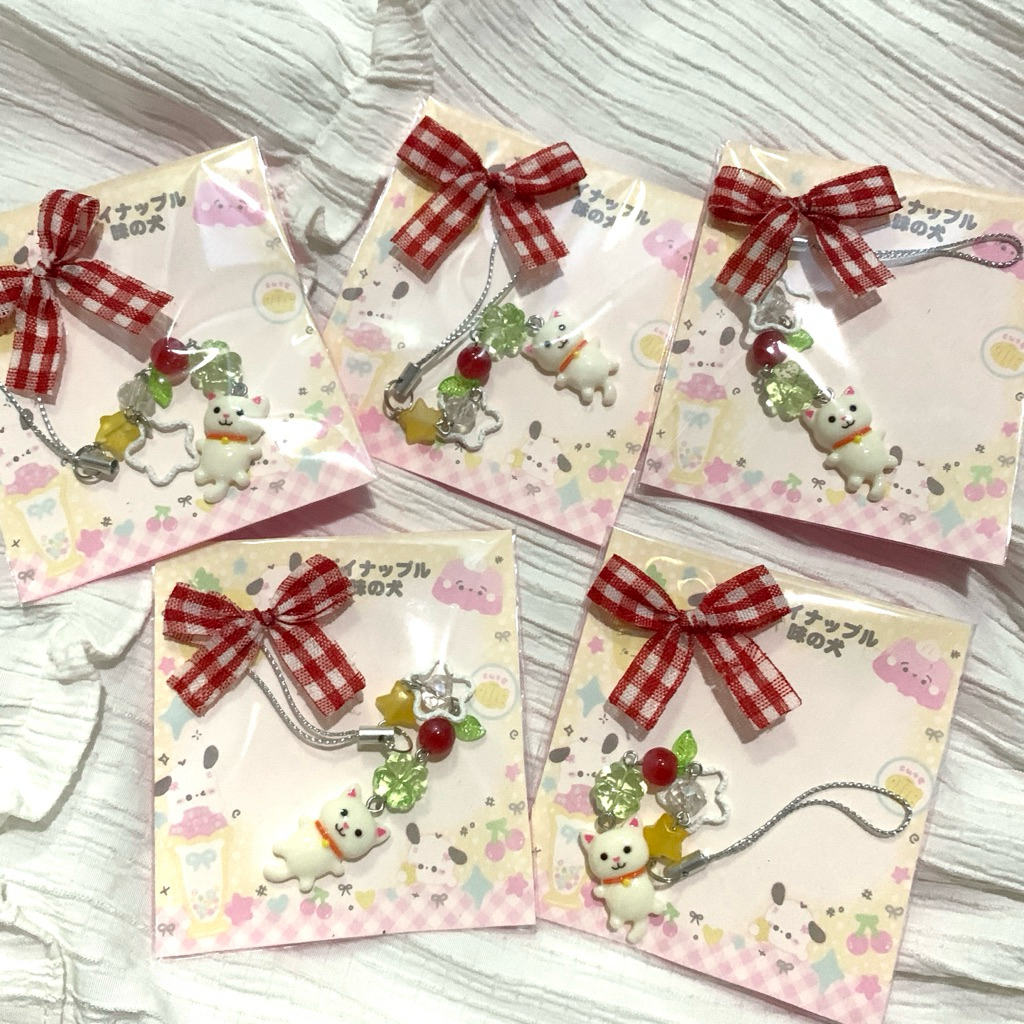 Phone Charm Kucing // Cute Phone Charm // Mini Phone charm lucky cat // Phone Charm Clover // Akseso