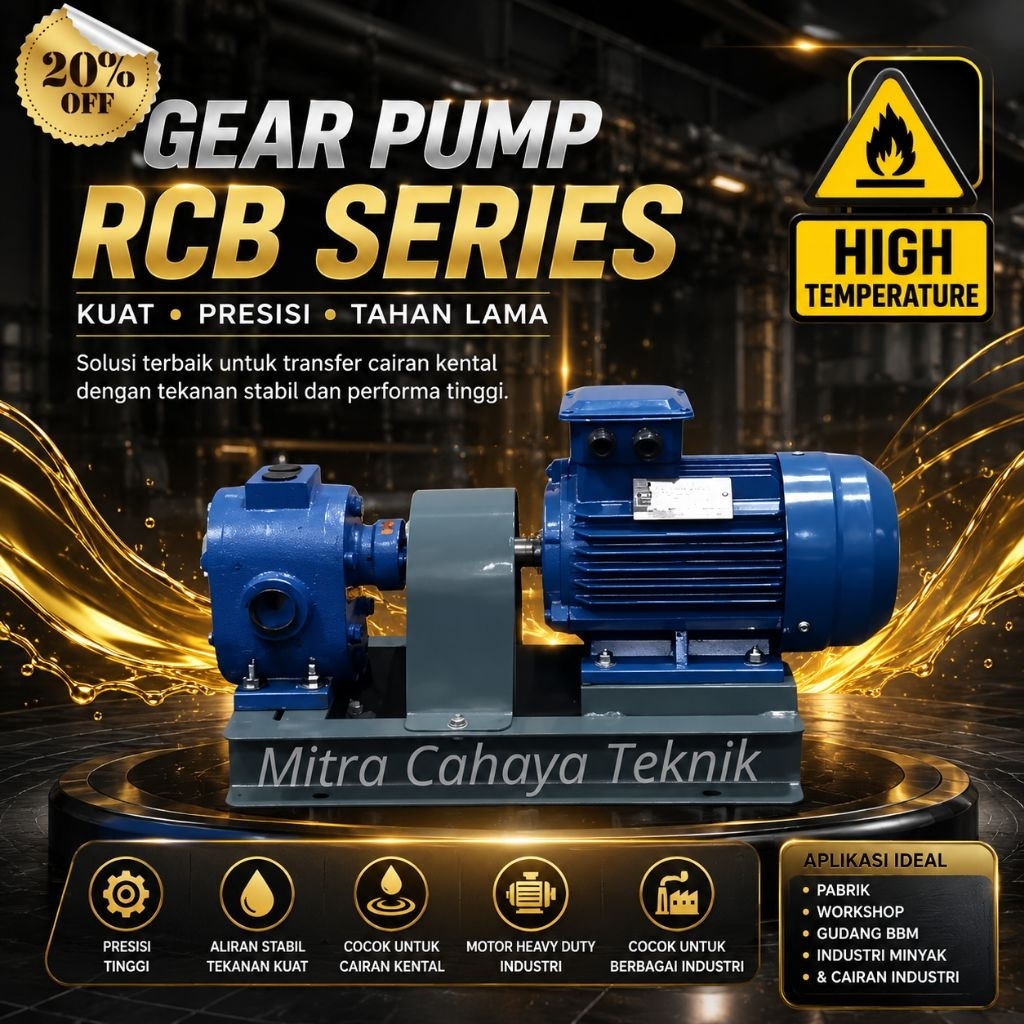 Gear Pump Minyak/oli Panas Type RCB-1/0.8 Motor 1,5kw 2hp 380v