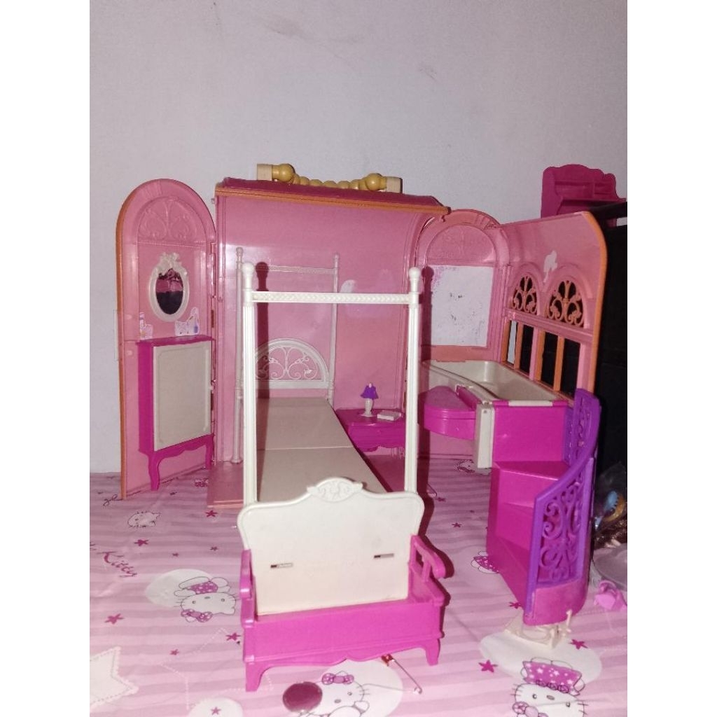 koper Rumah Barbie//kamar Barbie//doll pink koper PRELOVED(SECOND)