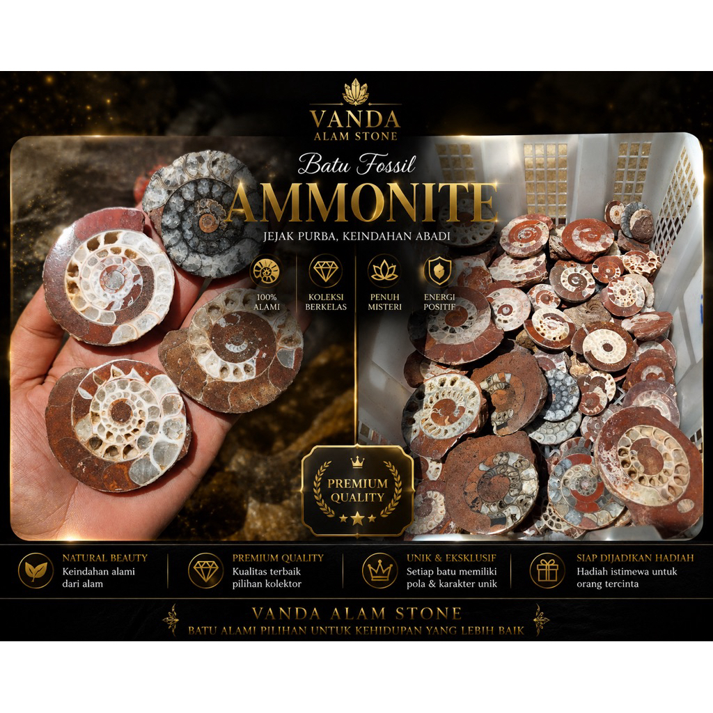 1pcs Polesan Batu Fossil Ammonite