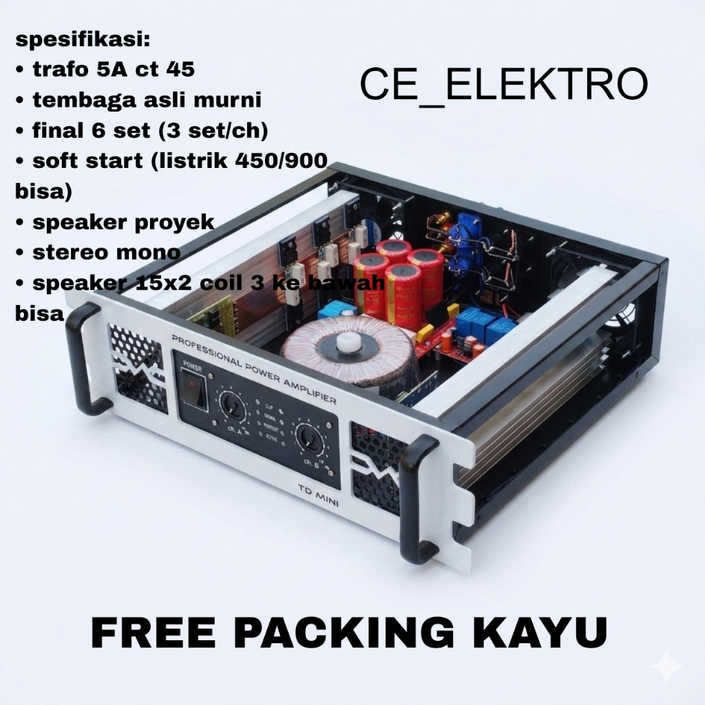 POWER AMPLIFIER 5A CT 45 BALAP BOX TD MINI PUTIH (tembaga asli murni)