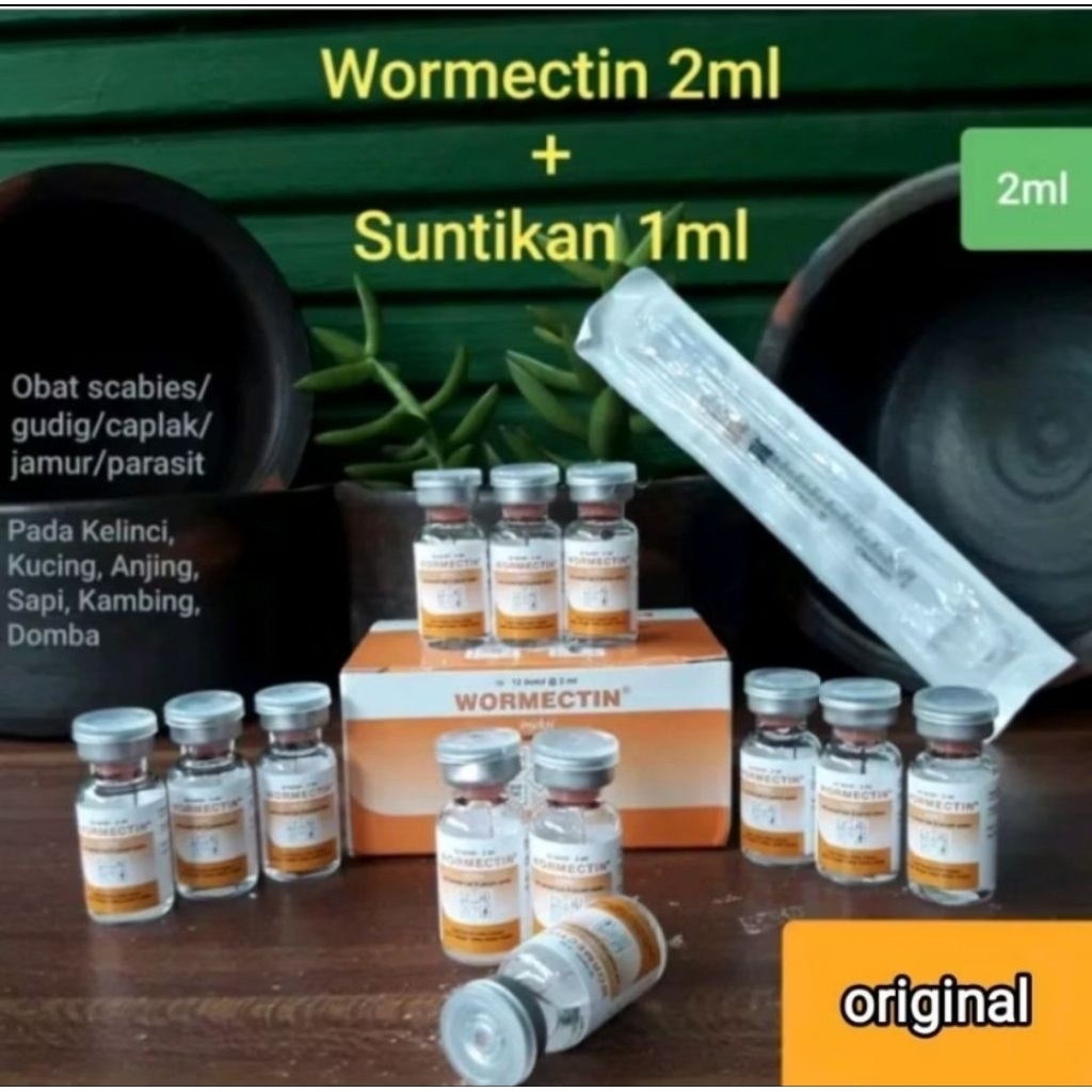 wormectin 2ml free suntikan 1pcs sesuai foto original 100%