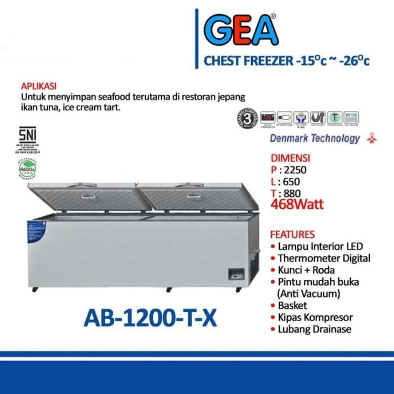 Chest Freezer Box GEA 1050 Liter AB-1200 / AB1200 / AB-1200TX