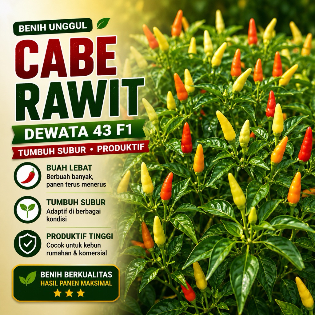 isi per paket 5 Biji - Benih cabe rawit DEWATA 43 F1 cabai dewata 43 f1 hibrida rawit putih -rsb1990