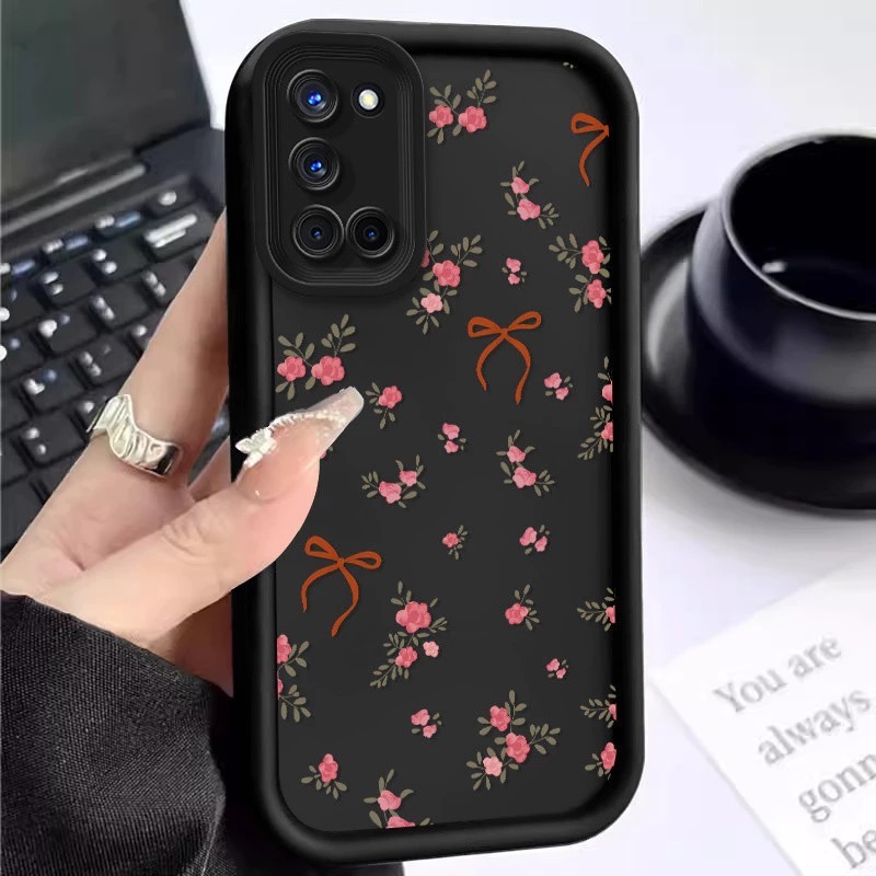 Case Itel Vision A04 A05s A50 A50c A60 A60s A70 S23 Plus S24 P55 Plus P65 Rs4 Ribbon Flower Orange S