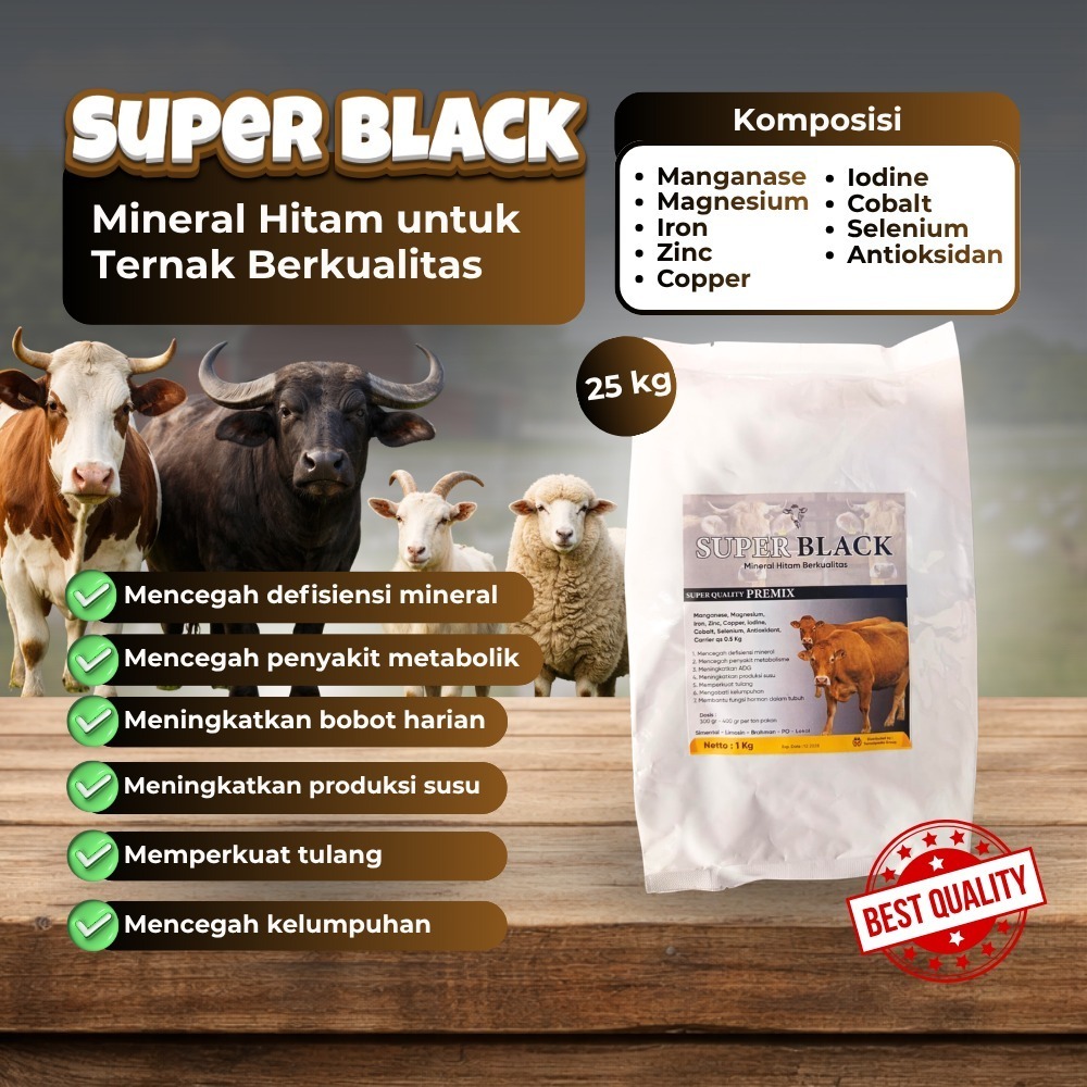 Super Black 1 Kg - Mineral Hitam Ternak 1 kg - Salpro Mix 1 kg - Mineral Hitam 1 kg - Mikro Mineral