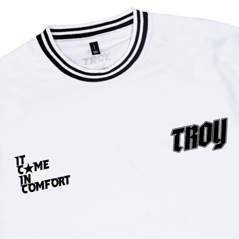 Troy Company Striped Rib Tshirt White Comfort - Kaos Pria Lengan Pendek Putih KST 3328-2B2W