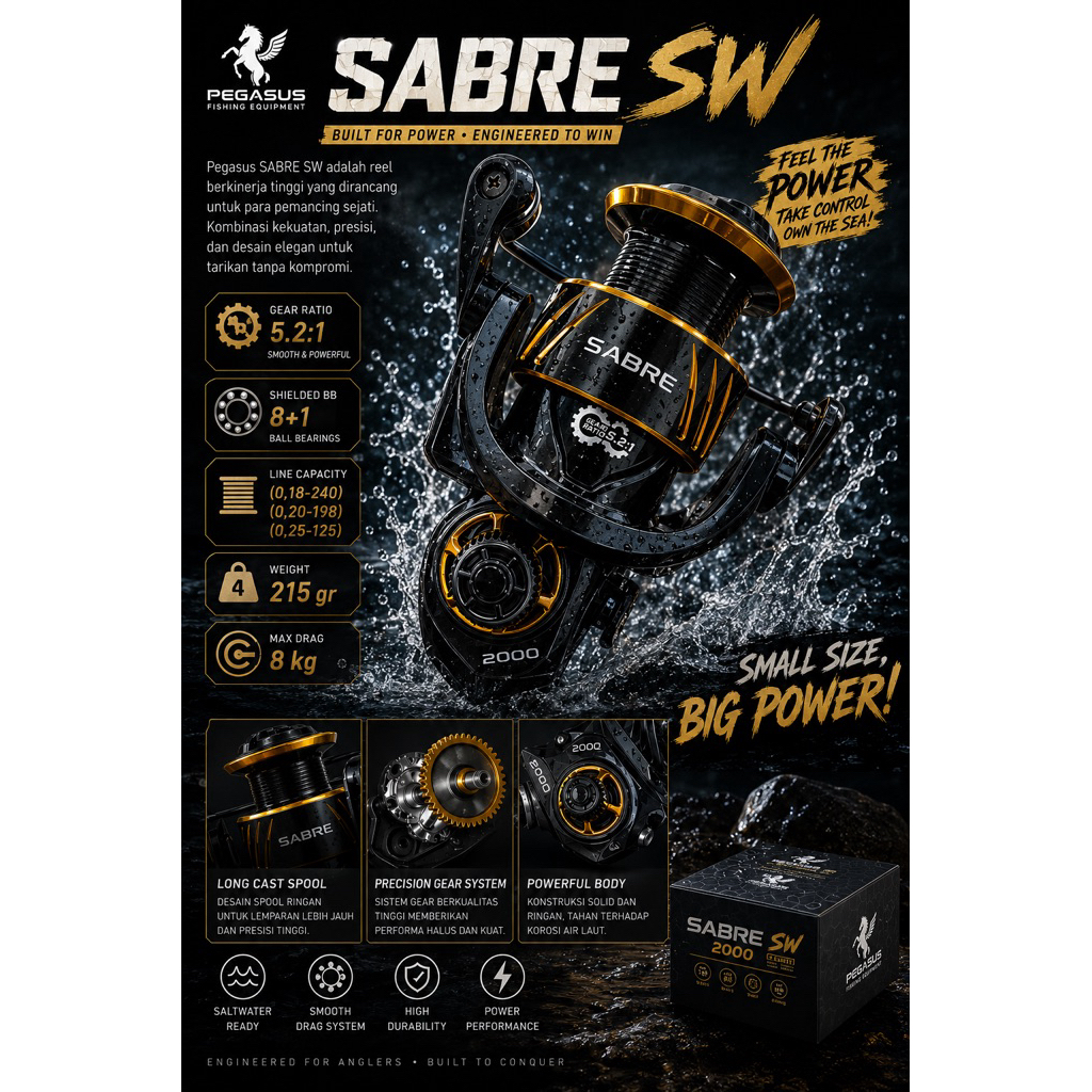 Reel Pegasus Sabre Sw Power Handle