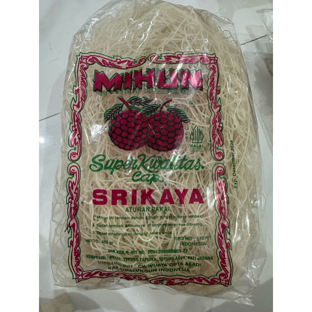 bihun mihun cap srikaya pematang siantar 500gram