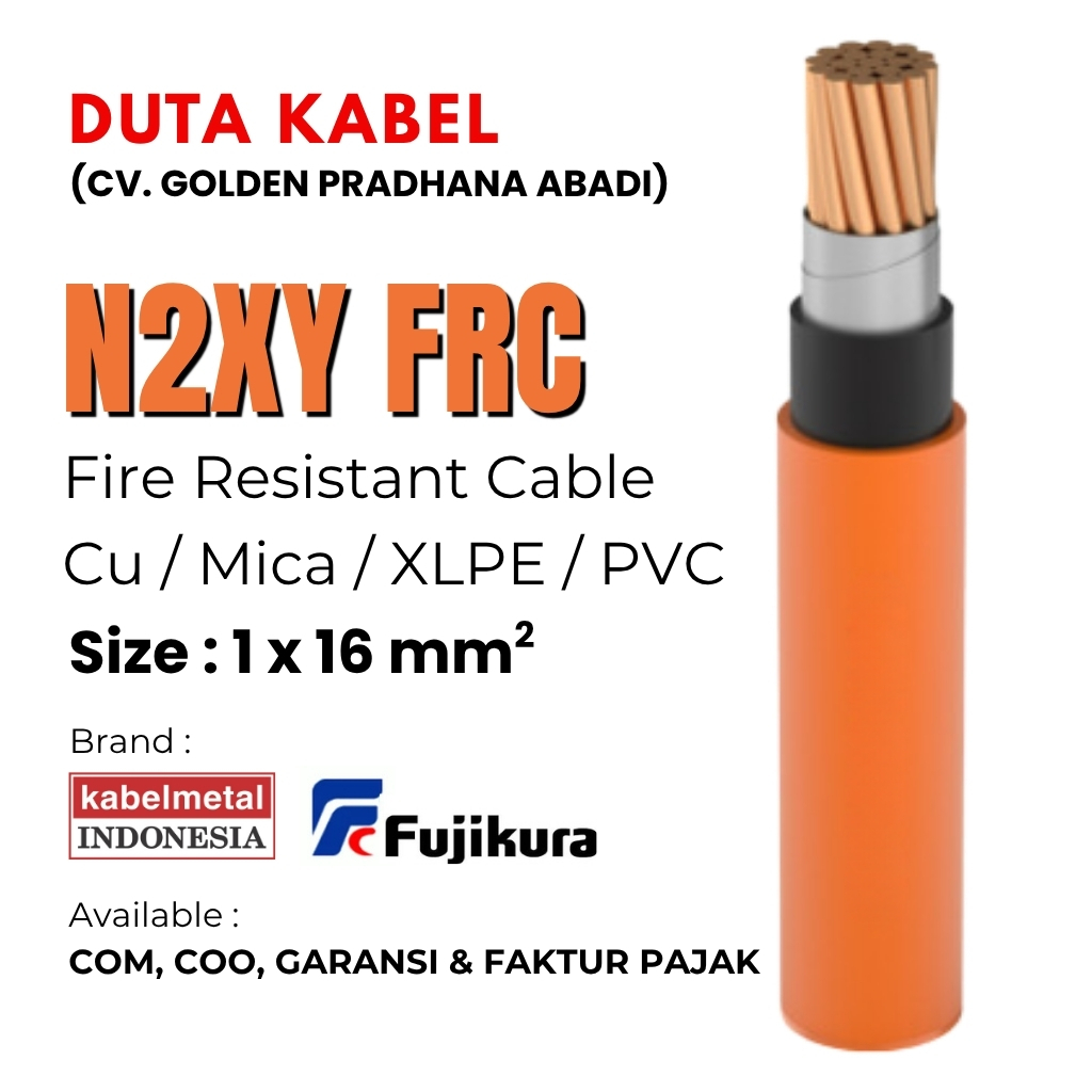 Kabel N2XY FRC 1x16 mm2 MERK KABEMETAL (KMI) / MERK FUJIKURA /1x16mm2/1 x 16 mm2 mm - KABEL TAHAN AP