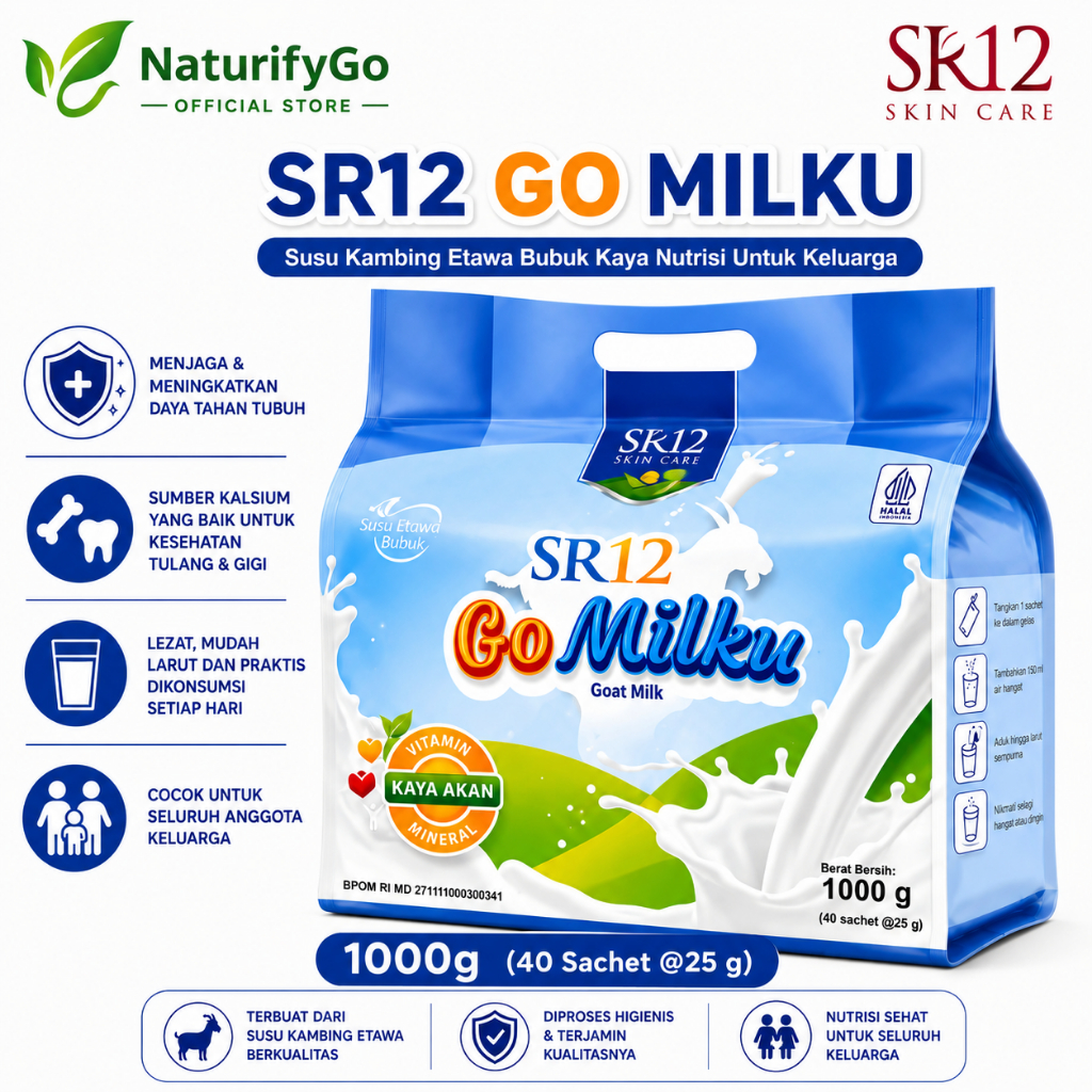 Gomilku Sachet SR12 Susu Kambing Etawa ( FREE INAI KUKU) Premium Isi 40pcs