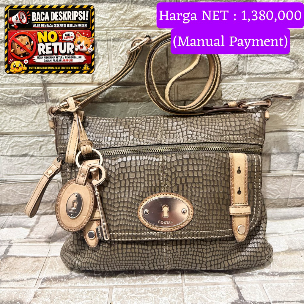 739# NET-Preloved Fossil Maddox Snake Skin Crossbody Sling Bag