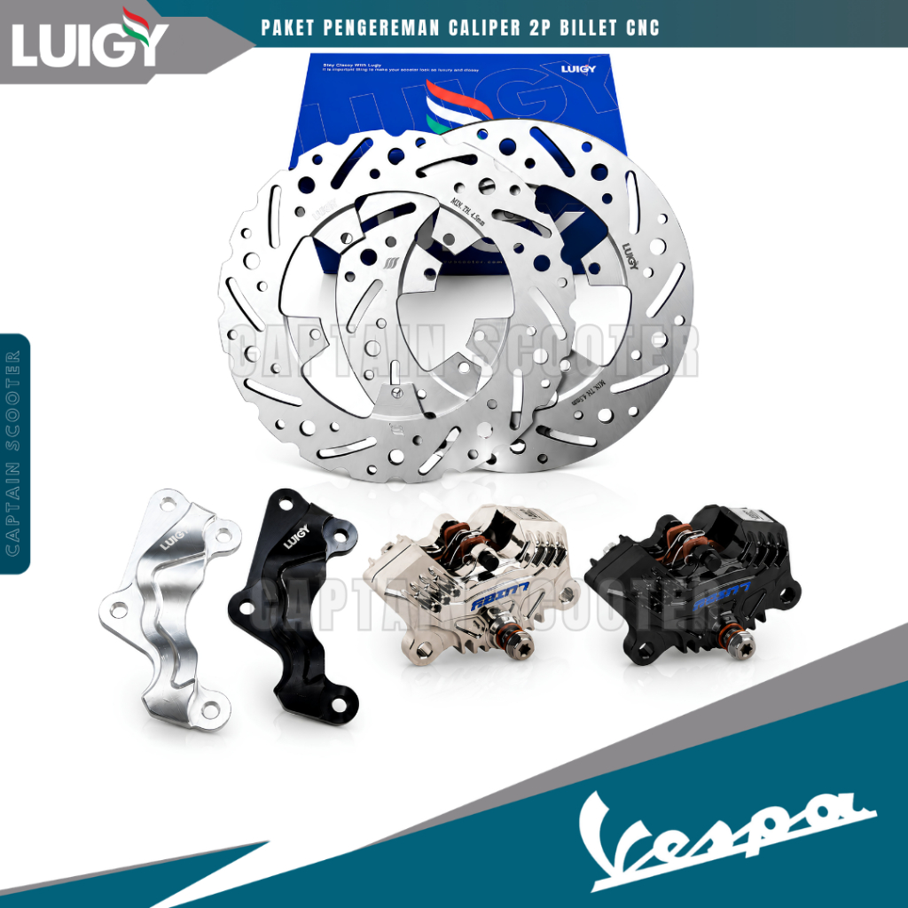 LUIGY PAKET PENGEREMAN Caliper Axial 2P XR-08 + Discbrake + Bracket ABS Vespa Sprint Primavera