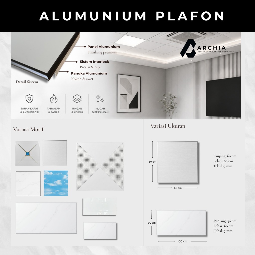 Plafon Aluminium Ceiling Panel Anti Rayap & Anti Jamur | Ceiling Aluminium Plafon