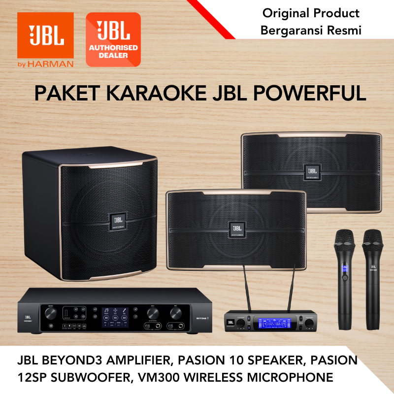 Paket Karaoke JBL Powerful JBL Pasion 10 Karaoke Speaker JBL Pasion 12SP Subwoofer JBL VM300 Wireles