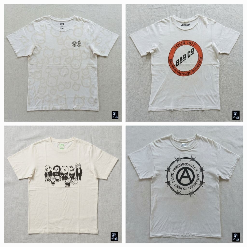Kaos Band Firebirdgass/ UT Monster Hunter/Bad Co/UT Line Atasan Casual Warna Putih Lengan Pendek Pri
