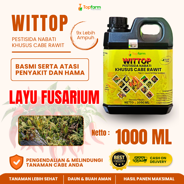Obat Layu Fusarium Cabe Rawit / Pestisida Layu Cabe Rawit / Pestisida Topfarm / Obat Layu Fusarium U