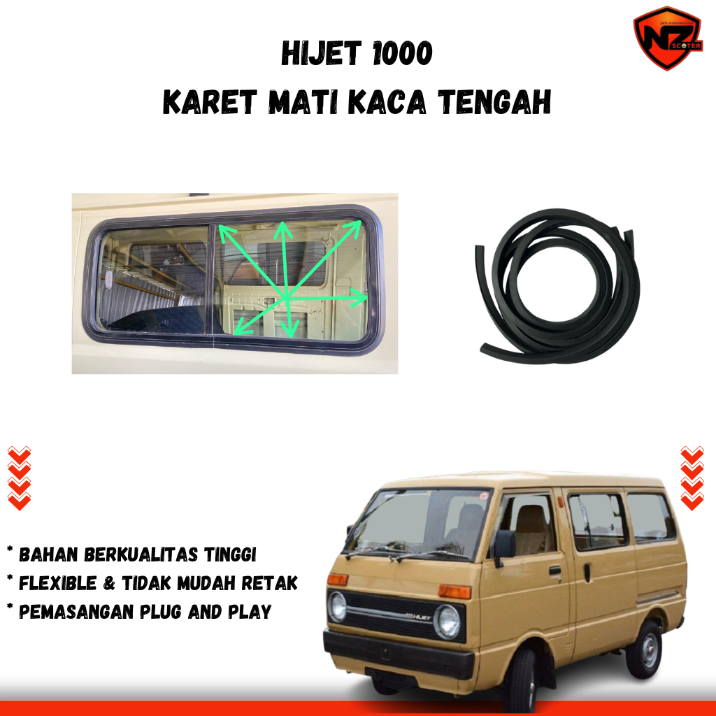 Karet Mati Kaca Tengah Hijet 1000 Karet Kaca Body Samping Daihatsu Hijet 1000 Presisi Premium