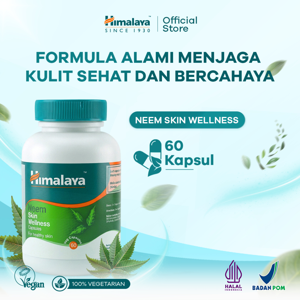Himalaya Neem Skin Wellness isi 60 Kapsul | Ekstrak Daun Neem | Bantu Pelihara Kesehatan Kulit Dari 