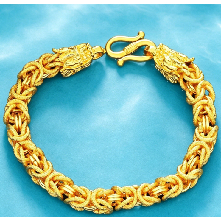 Gelang kepala naga berlapis emas untuk pria Gelang wanita tidak pernah pudar gelang dewasa, berlapis