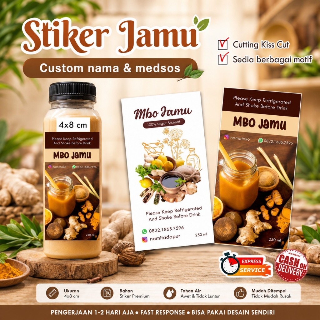 [35 pcs]Stiker minuman Jamu cromo / kemasan minuman / kemasan botol