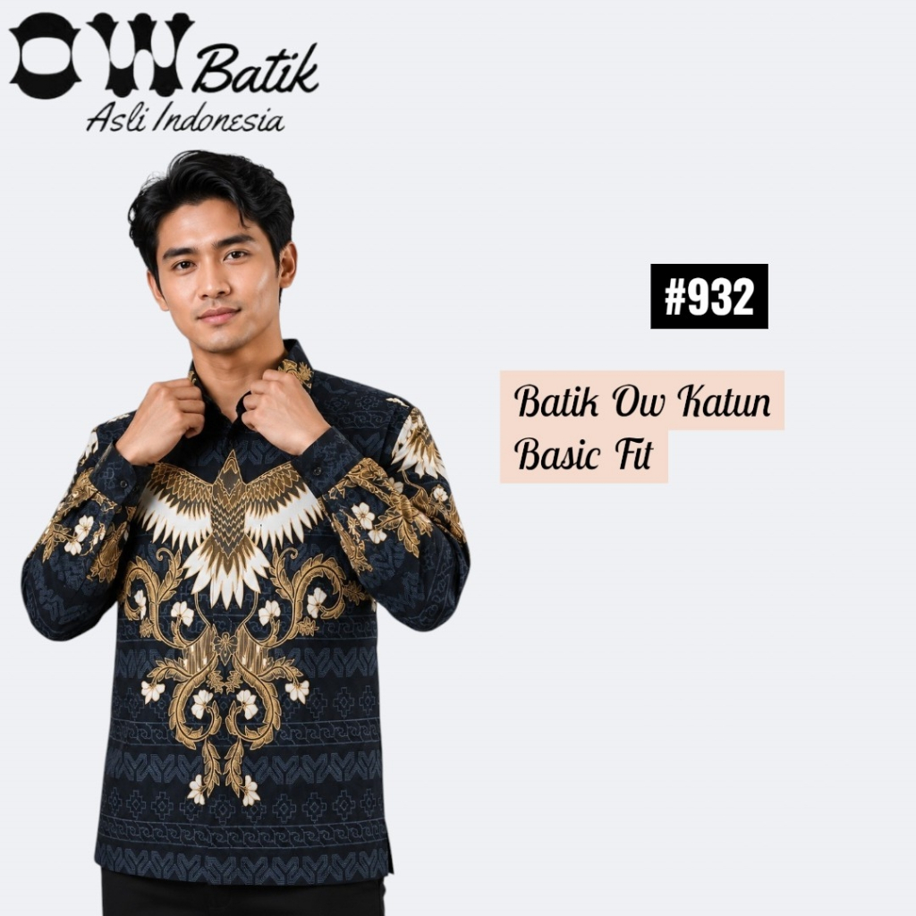 BATIK KATUN PRIA LENGAN PANJANG BASIC FIT - ADEM DAN NYAMAN - OW KATUN 932