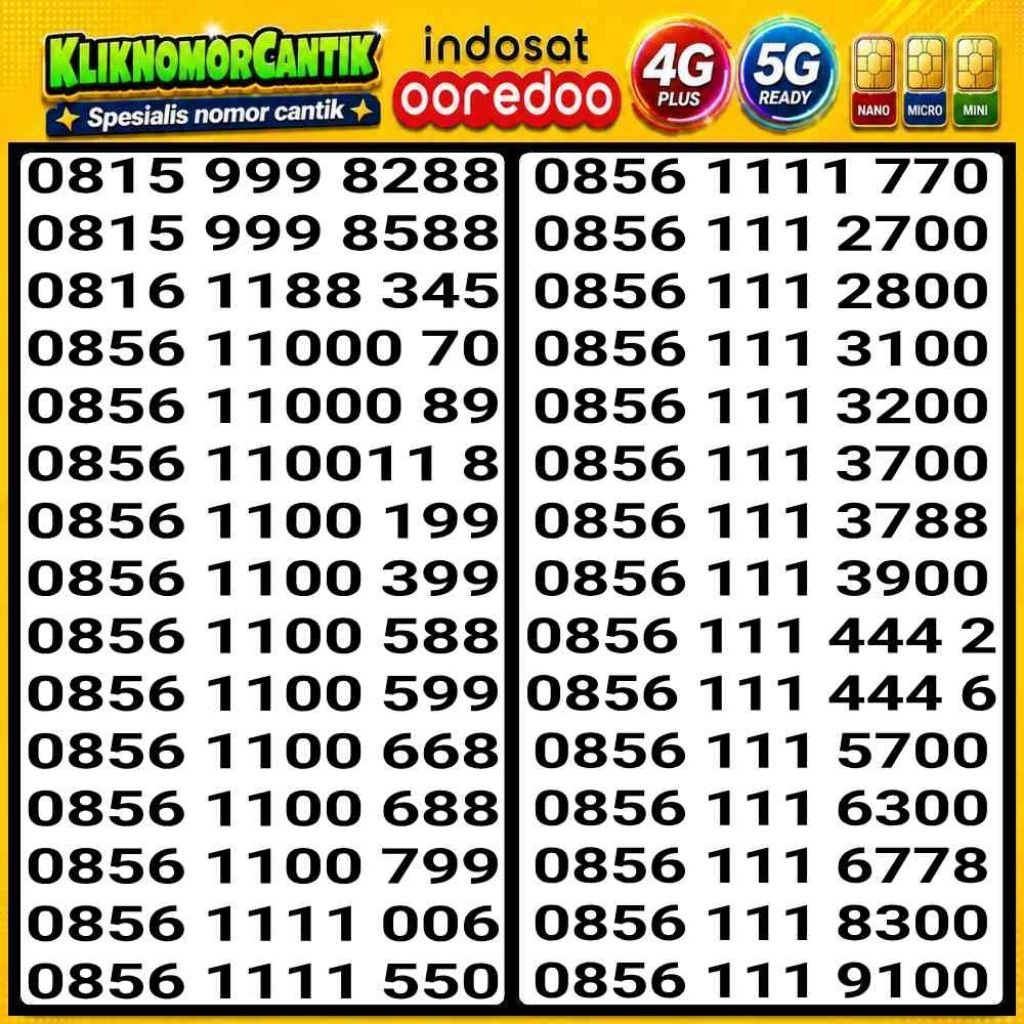 Nomor Cantik Indosat 11 Digit 4G&5G Indosat IM3 11 Digit A9