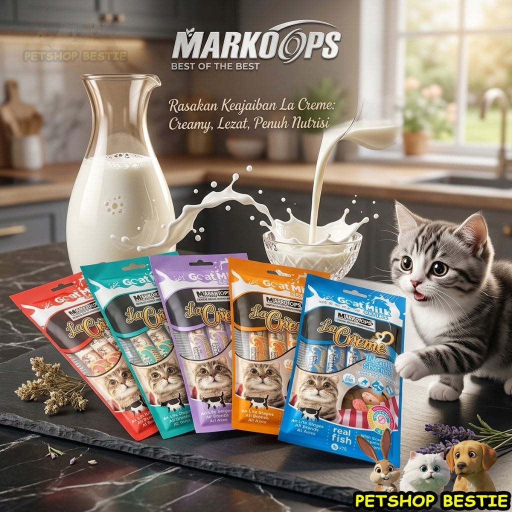 Markotop Creamy isi 4x15 gram - Snack Kucing Markotops La Creme Goat Milk / Cat Treats - Cemilan Kuc