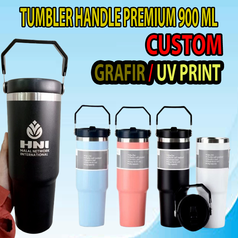 Tambler Stainless Steel 900 Ml Handle Polos,Grafir,UvPrint