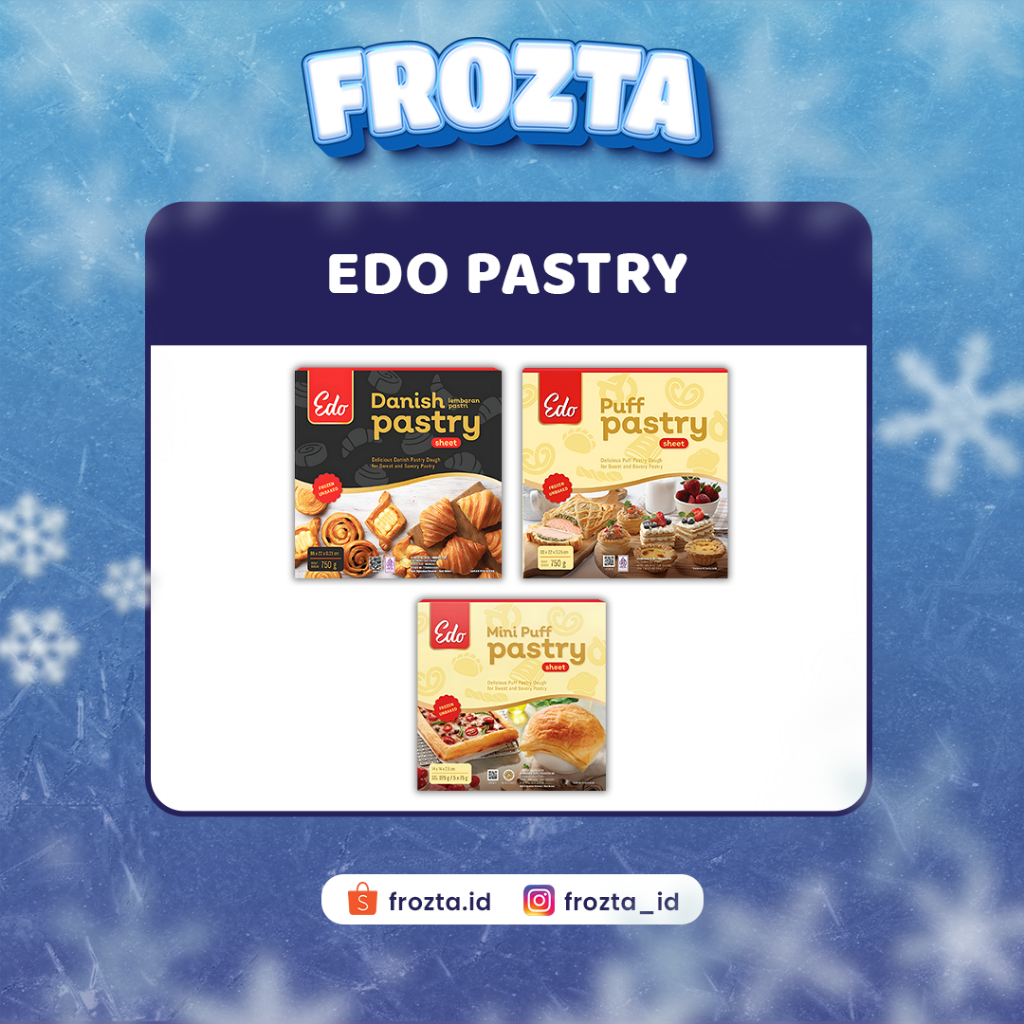 Frozen Food EDO Pastry Sheet Premium – Danish Pastry, Puff Pastry, Mini Puff Pastry  – Instant Serba