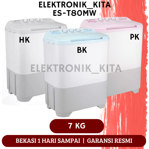 SHARP MESIN CUCI 2 TABUNG 7 KG ES-T80MW ES-T 80 MW ES-T80MW-PK ES-T80MW-HK ES-T80MW-BK GARANSI RESMI