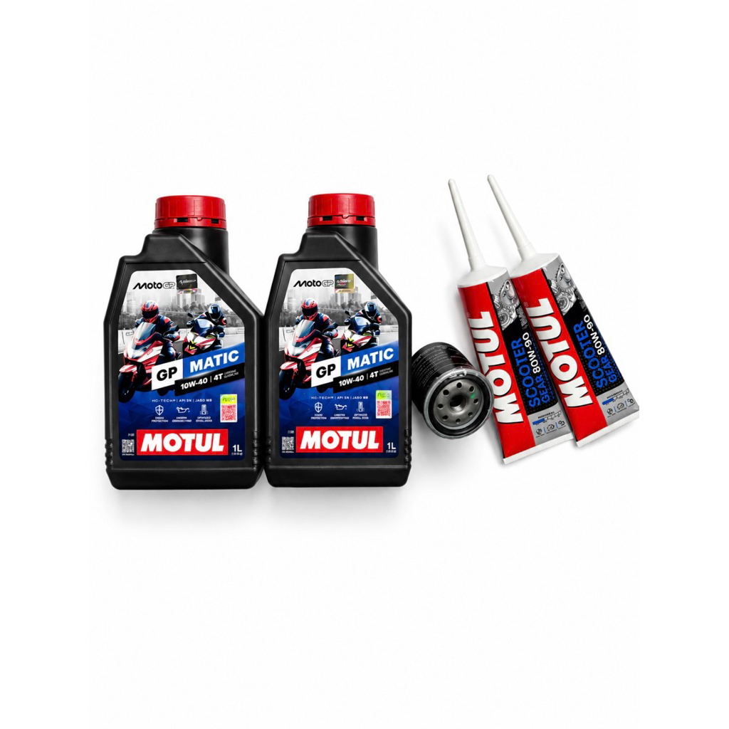 PAKET GANTI OLI MOTUL VESPA MATIC – OLI + FILTER OLI ORIGINAL PIAGGIO + OLI GARDAN