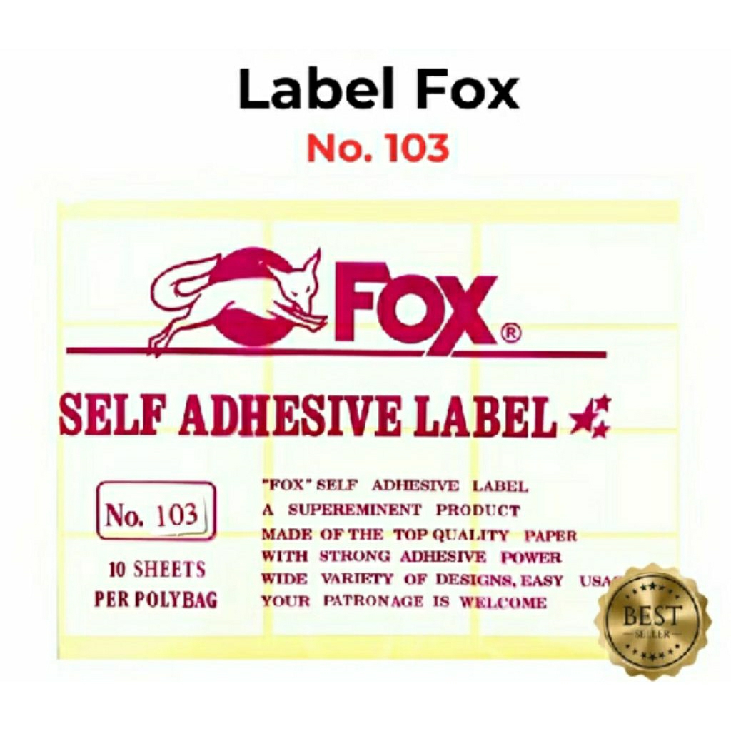 Label fox 103 label undangan