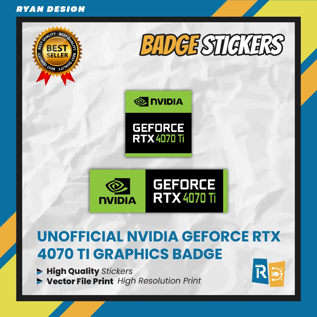 Sticker Logo Nvidia Geforce RTX 4070 TI Hologram Sticker Badge Graphic Card (Unofficial)