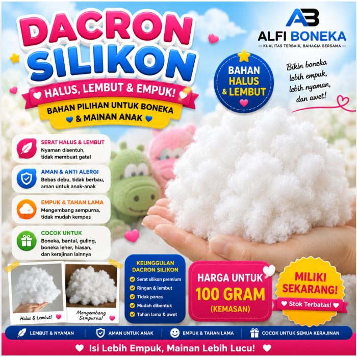 Dacron Silicon Murah Kapas Dacron Kiloan Untuk Bantal Dacron kiloan Silicon 100 gram