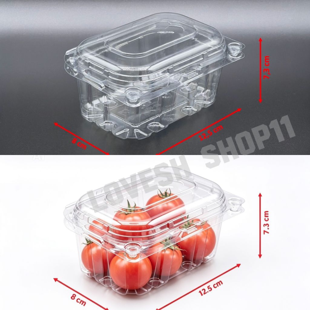 [ 25 PCS] Mika Buah Strawberry, kelengkeng, Anggur , Cherry  250 gram |Mika Buah | MB200