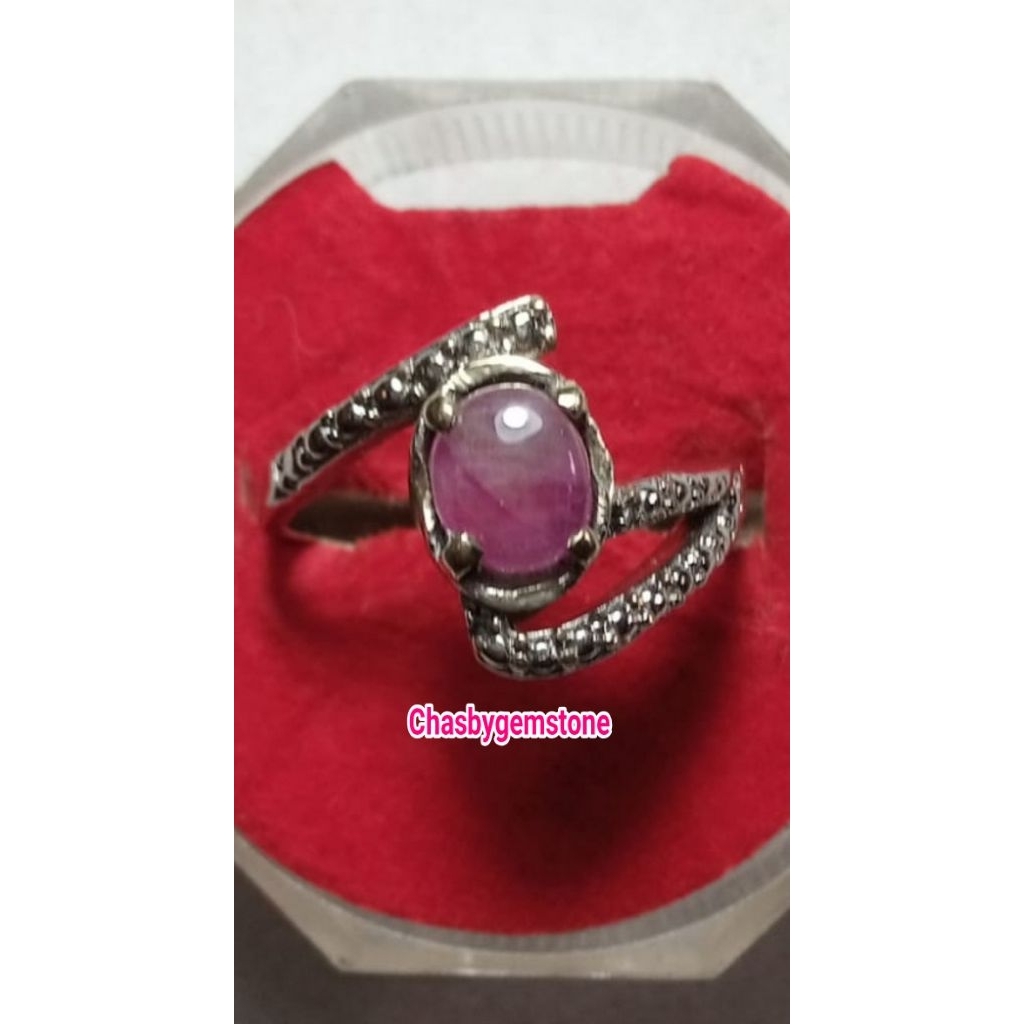 Cincin Batu ruby belang burma-Natural batu permata Ruby belang birma top crystal