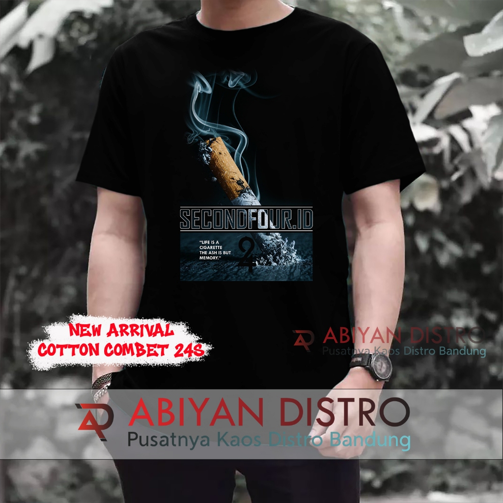 Kaos Pria Hitam Cotton Combat 24S Motif Asbak Rokok Dan Quote Secondfour.id / Kaos Distro Pria Origi