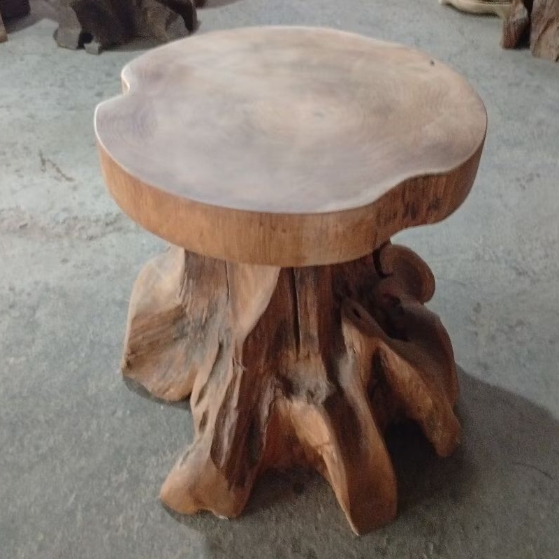 Kursi teras jamur tinggi 45cm tunggak/akar kayu jati asli